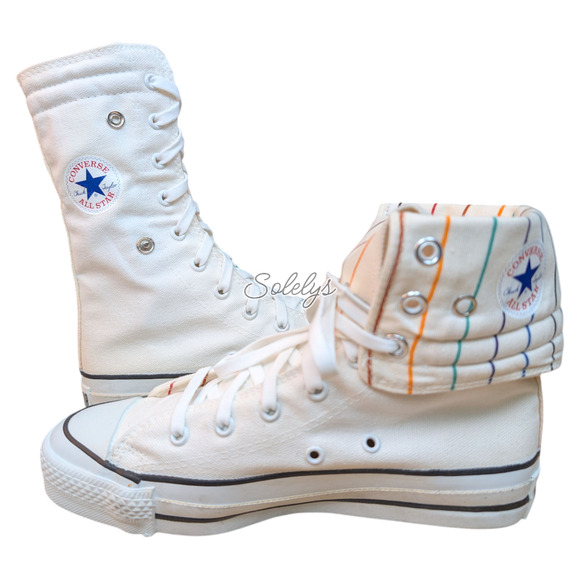 Converse 1987 Neehi Extra Calf High XHI Vtg White Rainbow Fold Sneaker M4.5 W6.5 - Picture 1 of 15